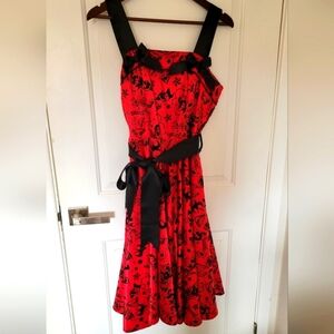 Hell Bunny Red & Black Dress – Women’s Gothic/Punk Alternative Style-Size Medium